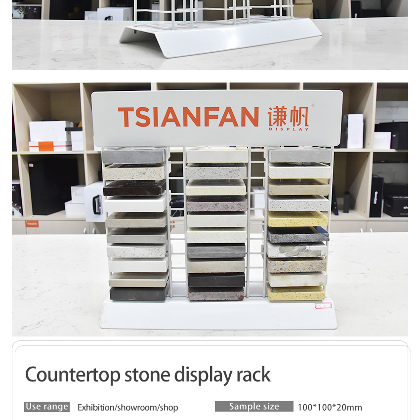 Factory White Tabletop Granite Rack Mosaic Sample Ceramic Metal Frame Marble Display Rack Stone Tile Quartz Countertop Stand