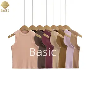 CNSHELL Small Round Neck Basic Bottoming All-Match Camisole Women's Inner Sleeveless Outer Able Accessory Breasts Tank Top