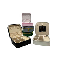 Boîte de rangement de voyage miniature personnalisée avec logo, fermeture éclair, miroir, boîte miniature tendance avec logo personnalisé, revêtement UV, laminage mat, gaufrage