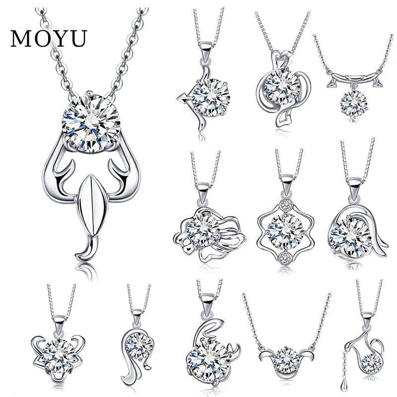 Moda personalizzata oroscopo fascino collana gioielli diamante zircone zodiaco collane con ciondolo per le donne regalo di natale