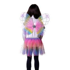 सिल्वेदर स्टार और इंद्रधनुष तितली पंख टीयू स्कर्ट ने लड़कियों और बच्चों के लिए रंगीन तितली सूट सेट किया - Product Image 4