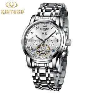 KINYUED Reloj Montre Quart Uhr Herren Handgelenk Automatische Mechanische Uhr Benutzer definiertes Logo Drop Shipping Luxus Leder legierung 6mm Rund