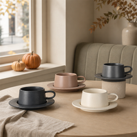 Ensembles classiques de tasses et soucoupes en céramique – Charme café européen, compatibles lave-vaisselle et micro-ondes, pour cuisines élégantes, cadeaux saisonniers
