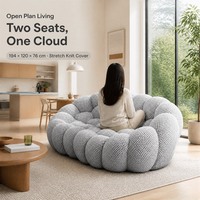 Cloud Loveseat 2-Sitzer Sofa Stretch-Strickstoff Wabenmuster Wohnzimmer-Couch Bodenliege für Schlafzimmer Leseecke