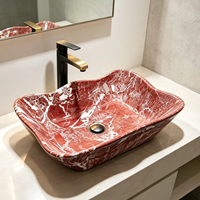 Vasque en céramique à motif marbre moderne, facile à nettoyer, idéale pour les projets de salles de bain d'hôtels de luxe