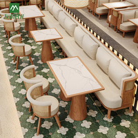 Ensemble Sur Mesure de Tables de Café en Bois et Chaises en Rotin, Style Contemporain Sud-Est Asiatique, pour Hôtels, Cafés, Restaurants et Canapés Commerciaux