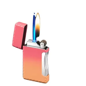 Creative twin fire lighter grinding wheel open flame side pressure jet flame cigarette lighter