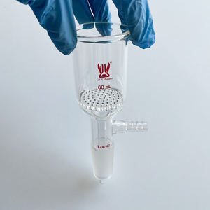 Perlengkapan Laboratorium Kaca CS Labglass 350ml, Kaca Borosilikat Dinding Tebal, Corong Filter <span class=keywords><strong>Buchner</strong></span> Kaca Sinter dengan Sambungan Selang - Product Image 4