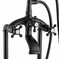 Robinet de baignoire autoportant en titane doré, style rétro, avec mitigeur douche pour baignoire