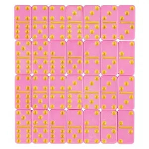 Groothandel 42 domino online-Factory Supply Roze Of Blauw Dubbele 6 Domino Set Met Kleur Dot Professionele Kwaliteit Domino Set Voor Tafel Spel