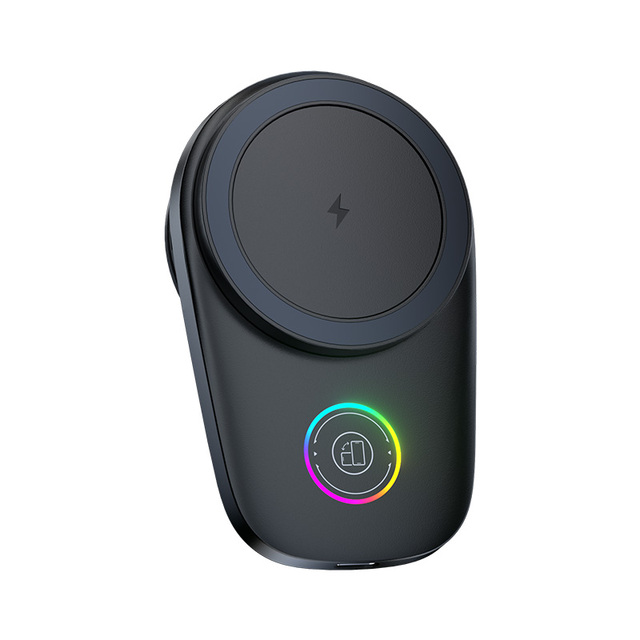 New Product Magnetic Cooling 15W Car Wireless Charging with Touch Control Rotation Adjustable Colorful Light Navigation Mount
