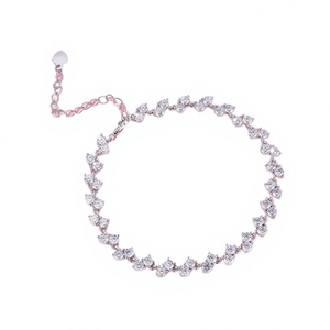 Bracelet tennis en argent 925 plaqué or rose avec moissanite taille ovale, style luxe pour femme, bijoux de mariage, modèle RN RNB-12 - Product Image 2