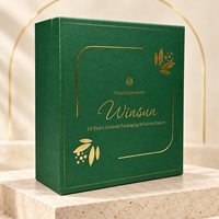 Boîte cadeau rigide de luxe personnalisée verte avec design en feuille d'or, emballage en papier de qualité supérieure pour bijoux, cosmétiques, cadeaux d'entreprise