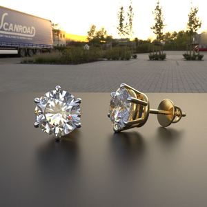 Elegant Round Brilliant Moissanite Stud <b>Earrings</b> Luxury Sterling <b>Silver</b> Designer Fashion Accessories for Women - Product Image 3