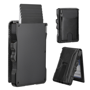 Premium Minimalist <b>RFID</b> Blocking Card Case Anti-Theft Clear ID Window Built-In Cash Clip Mens Bifold <b>Wallet</b> with Popup Mechanism - Product Image 5