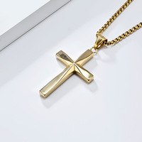 Kalung Liontin Salib Sederhana Trendy dari Baja Anti Karat, Perhiasan Kristen untuk Pria, Grosir, Religius, Geometris Baru