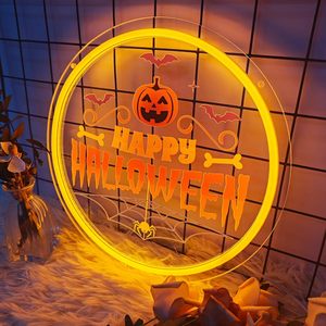 Happy Halloween <b>LED</b> Pumpkin Neon <b>Light</b> Acrylic Board Indoor Atmosphere <b>Light</b> Party <b>Bedroom</b> Club Atmosphere <b>Light</b> Indicator <b>Light</b> - Product Image 5