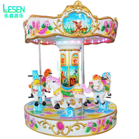 Manège à Monnayeur Portable pour Enfants, Carrousel d'Intérieur à 6 Places, Manège de Fête Foraine