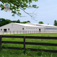 Structure en acier pour portique, résistante aux chocs, entrepôt ventilé, préfabriqué, pour stockage agricole, hangar agricole