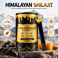 Bâtonnets de miel Shilajit à marque privée – Résine de Shilajit de l'Himalaya 60 % Acide Fulvique – Sachet d'énergie au miel brut – Faible MOQ