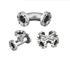 304 316 acessórios para tubos Tee Igual conectar flange KF vácuo montagem