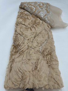 Tissu africain <span class=keywords><strong>en</strong></span> dentelle perlée <span class=keywords><strong>noire</strong></span> par rouleau - Product Image 6