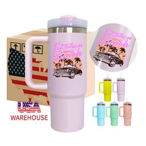Coffee Mugs Drinking Cup With Straw Blank Sublimation <b>Macaron</b> 30oz Tumbler Laser Engraved Logo Design - Product Image 2