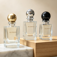 Flacon de parfum en verre transparent vide de forme carrée, 30 ml, 50 ml, 100 ml, avec pulvérisateur à pompe, bouchon personnalisé, impression sur écran, avec boîte personnalisée