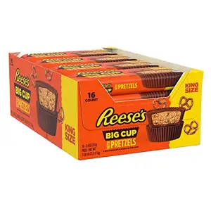 HERSHEY'S-taza grande con Pretzels, Chocolate, leche y mantequilla de cacahuete, tazas King Size, dulces, mantequilla, leche y chocolate, 2,6 Oz