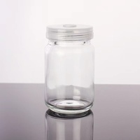 Botella de cristal transparente y redonda para cultivo de orquídeas, 350 ml, con tapas de plástico, suministro de fábrica