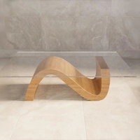 Table basse en bois et verre, design moderne européen en forme de S, écologique, couleur personnalisée, salon, ML-CT06