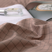 Parure de lit 3 pièces brossée à carreaux taupe rose, en polyester confortable, avec draps et taies d'oreiller, pour la vente en gros