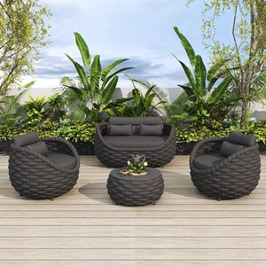Conjunto de Muebles de Jardín Curvos de Aluminio Moderno PRUNIA, Sofá Modular <span class=keywords><strong>Pequeño</strong></span> Impermeable para Exteriores - Product Image 2