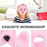 V104 vente en gros de masque en peluche demi-visage animal Halloween mascarade accessoire de costume réaliste masque de loup à fourrure pour le carnaval