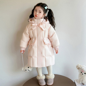 Veste mi-longue à capuche pour filles Space Kitty, enfants de 3 à <span class=keywords><strong>8</strong></span> <span class=keywords><strong>ans</strong></span>, nouvelle arrivée d'hiver, style coréen, épaissie, longue, en duvet de canard blanc - Product Image 6