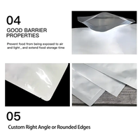 Argent de qualité alimentaire Autoclave vide thermoscellable feuille d'aluminium ordinaire Mylar sac ouvert haut emballage en vrac stockage des aliments cornue pochette