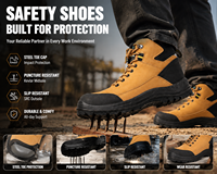Chaussures de sécurité imperméables AOXIANG pour l'hiver, avec embout en acier, dessus en cuir nubuck, doublure en mesh, design confortable pour la marche pieds nus, pour travaux de construction