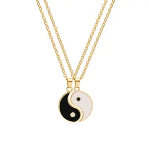Wholesale Drop oil stitching necklace and Tai Ji pattern pendant Fashion Couple jewelry for women