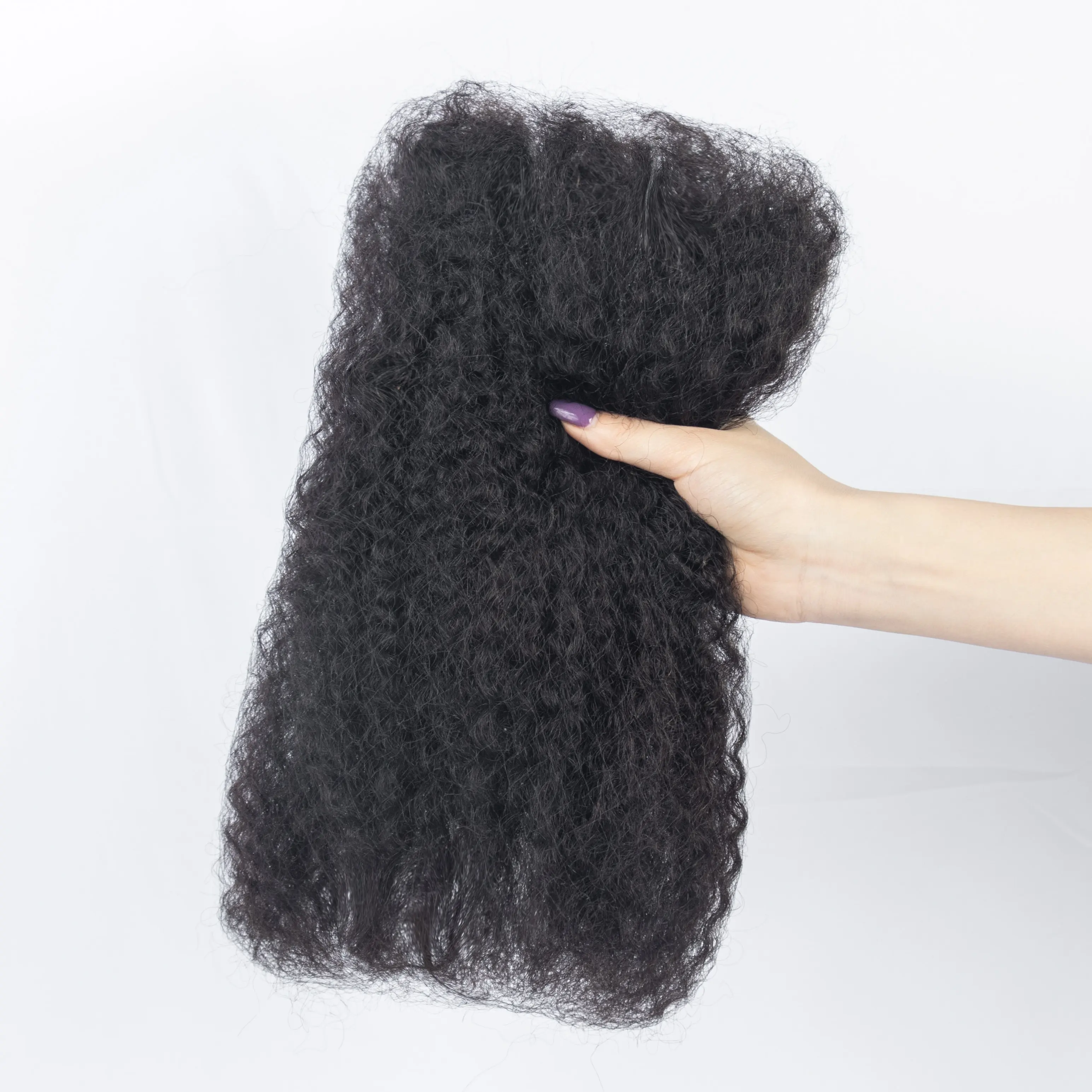 Venta al por mayor 4B4C Afro pelo a granel sin trama para Mircolocs Crochet brasileño rizado trenzado cabello humano