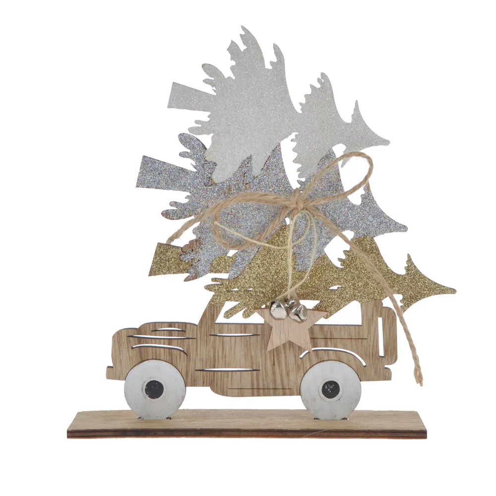 Populaire découpé au laser en bois MDF jeep voiture décoration avec arbre dessus nouveauté enfants cadeau nouveauté artisanat pour souvenir