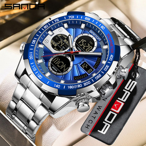 Reloj de Pulsera SANDA 5105 para Hombre con Correa de Acero, Esfera Grande, Multifuncional, Deportivo y Ejecutivo, Digital, con Tres Zonas Horarias y Alarma - Product Image 6