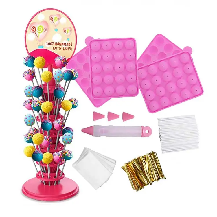 Kit per Cake Pop Maker fai-da-te stampo per lecca-lecca con crogiolo di cioccolato e supporto per espositore a 10 livelli