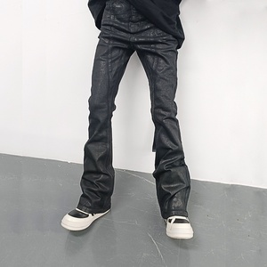 <span class=keywords><strong>Jean</strong></span> en denim évasé taille mi-haute, coupe étoile à cinq branches, effet délavé foncé, haute élasticité, style streetwear, fait main, avec cire applicée, collection automne - Product Image 1