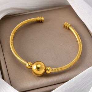 Bijoux fantaisie, bracelets en acier inoxydable plaqué or 18 carats, boules entrelacées, cadeaux de mariage pour femmes - Product Image 6