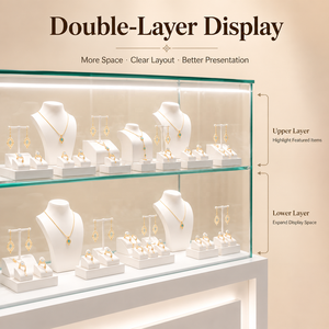 Vitrina de Joyería de Vidrio Templado sin Marco, Iluminación LED de Visión Completa, con Cerradura, Multicapa, Personalizable, de Lujo, para Tiendas Minoristas - Product Image 3