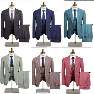 Traje de Hombre de 3 Piezas de Calidad: Chaqueta Casual de Lana Peinada TR con 1 Botón, Solapa Puntiaguda y Doble Abertura, y Pantalón Recto - Product Image 4