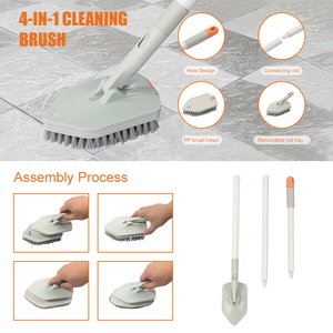 HOLAMOPA Brush Set 3 Detachable Heads Sponge Microfiber PP Long Handle Floor <b>Cleaning</b> <b>Tool</b> - Product Image 4