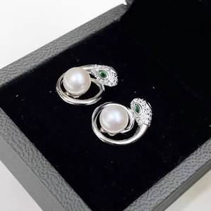 22441 Argent S925 Accessoires de perles DIY, plateau vide pour bijoux serpent spirituel, boucles d'oreilles avec perles de 6-8 mm - Product Image 1