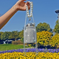 Botol Minum Vasos bouteille isolée haut de gamme Bling strass bouteille thermique en acier inoxydable diamant thermo argent bouteille d'eau