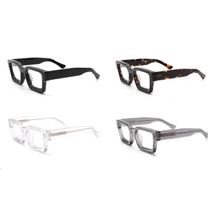 2023 New Cheap Vintage Oversized Square Metal Frame Glasses Anti Blue Light Filter Computer Acetate Glasses Unisex for Men 2022